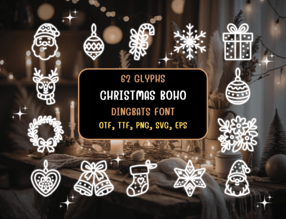 Christmas Boho Dingbats for Digital Sellers